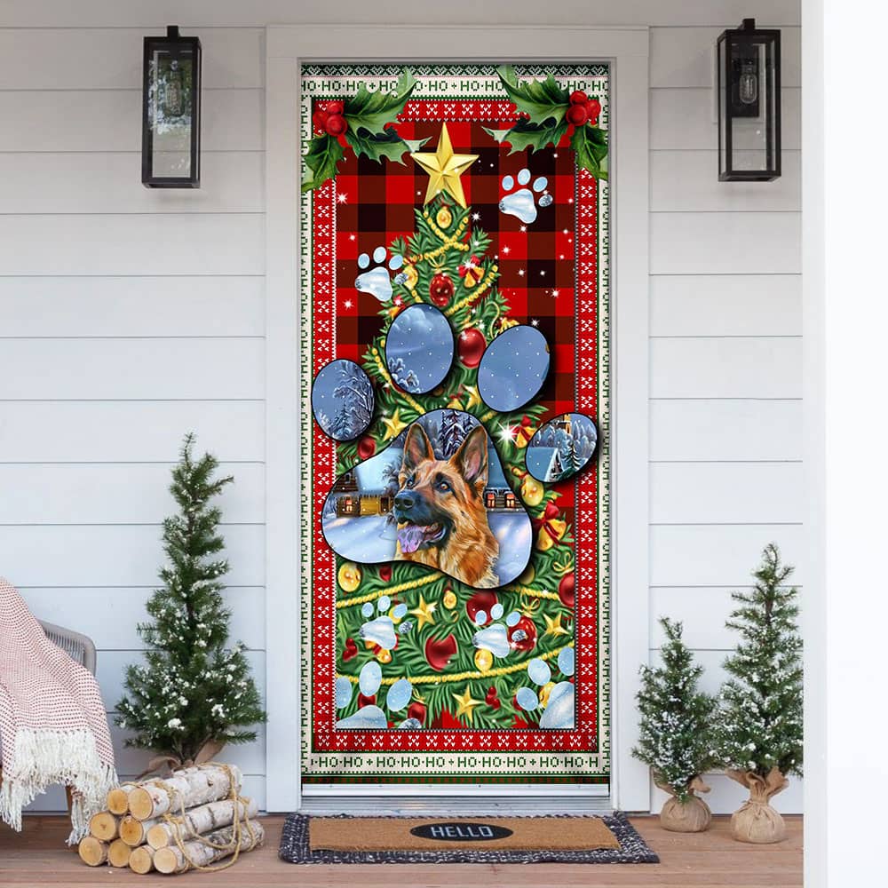 German Shepherd Dog Paw Christmas Door Cover