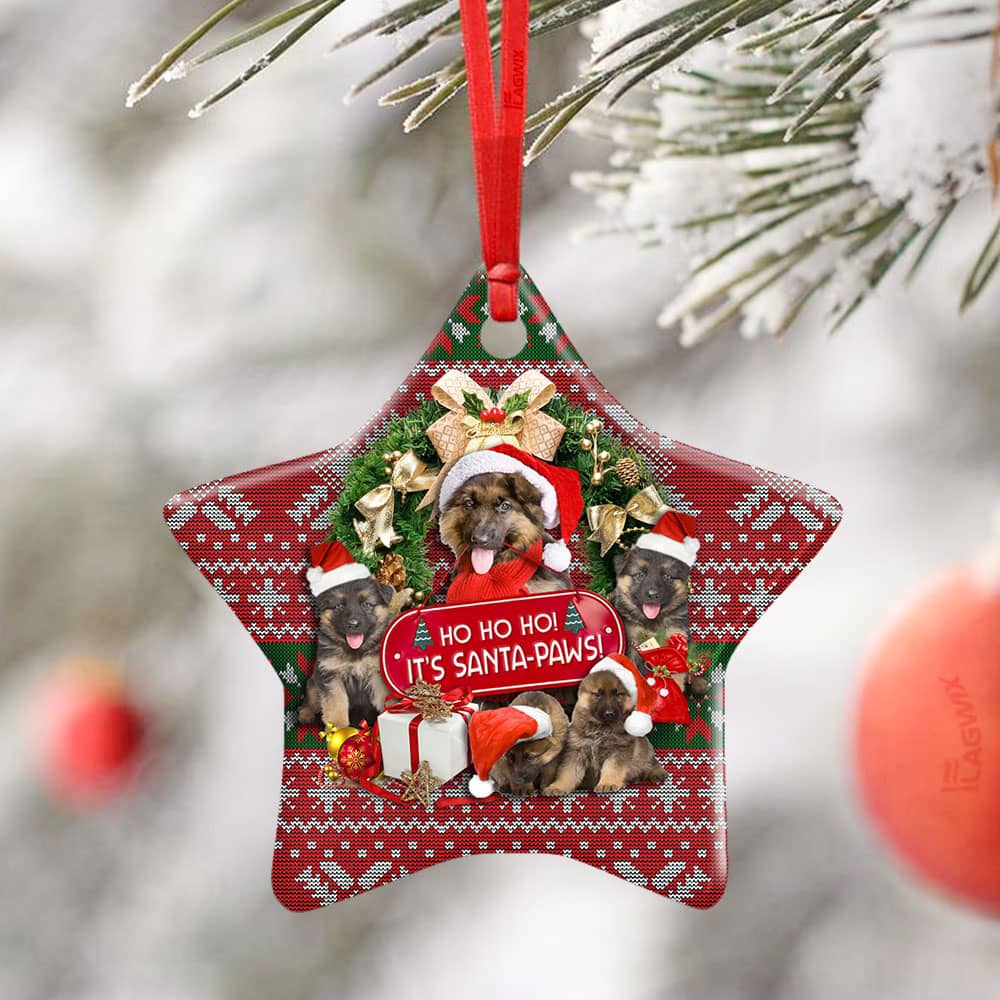 German Shepherd Ho Ho Ho It�S Santa Paws Ceramic Heart Ornament Personalized Gifts
