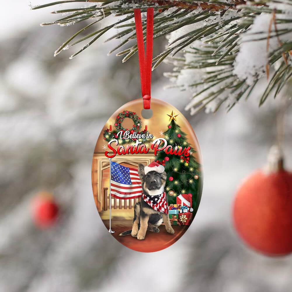 German Shepherd Santa Paws Ceramic Star Ornament Personalized Gifts