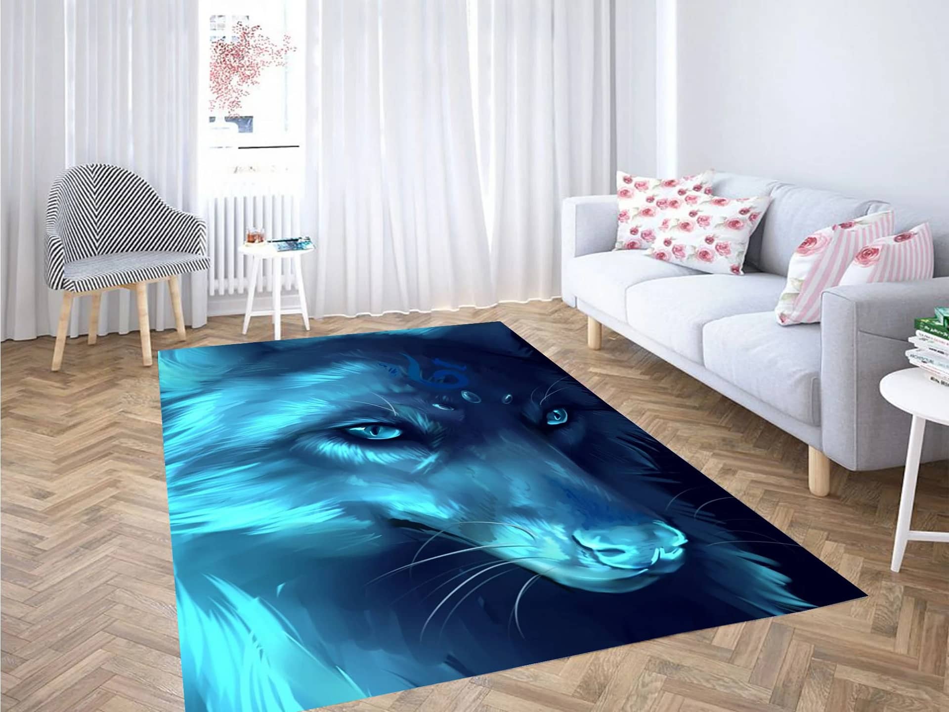 Glowing Wolf Painting Carpet Rug