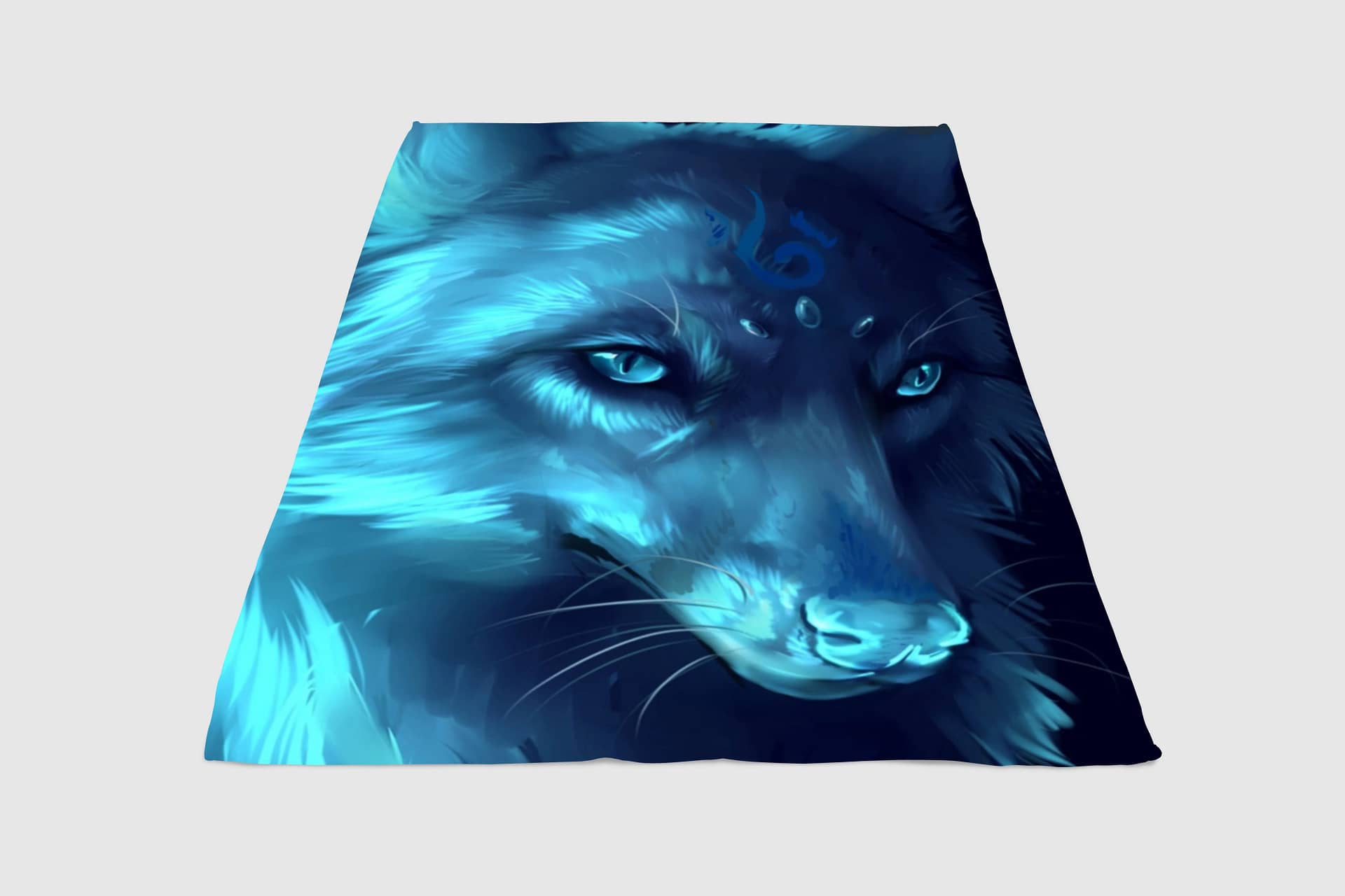 Glowing Wolf Painting Fleece Blanket