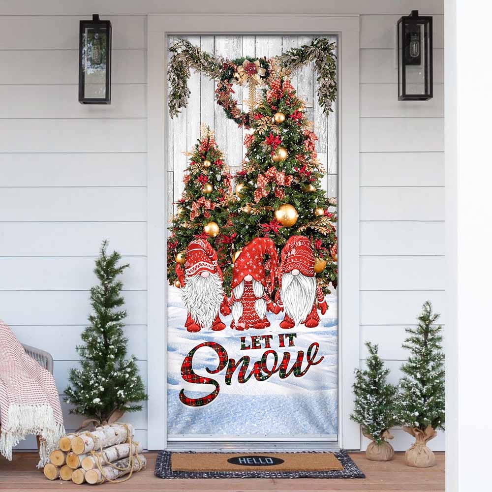 Gnomes Christmas Let It Snow Door Cover