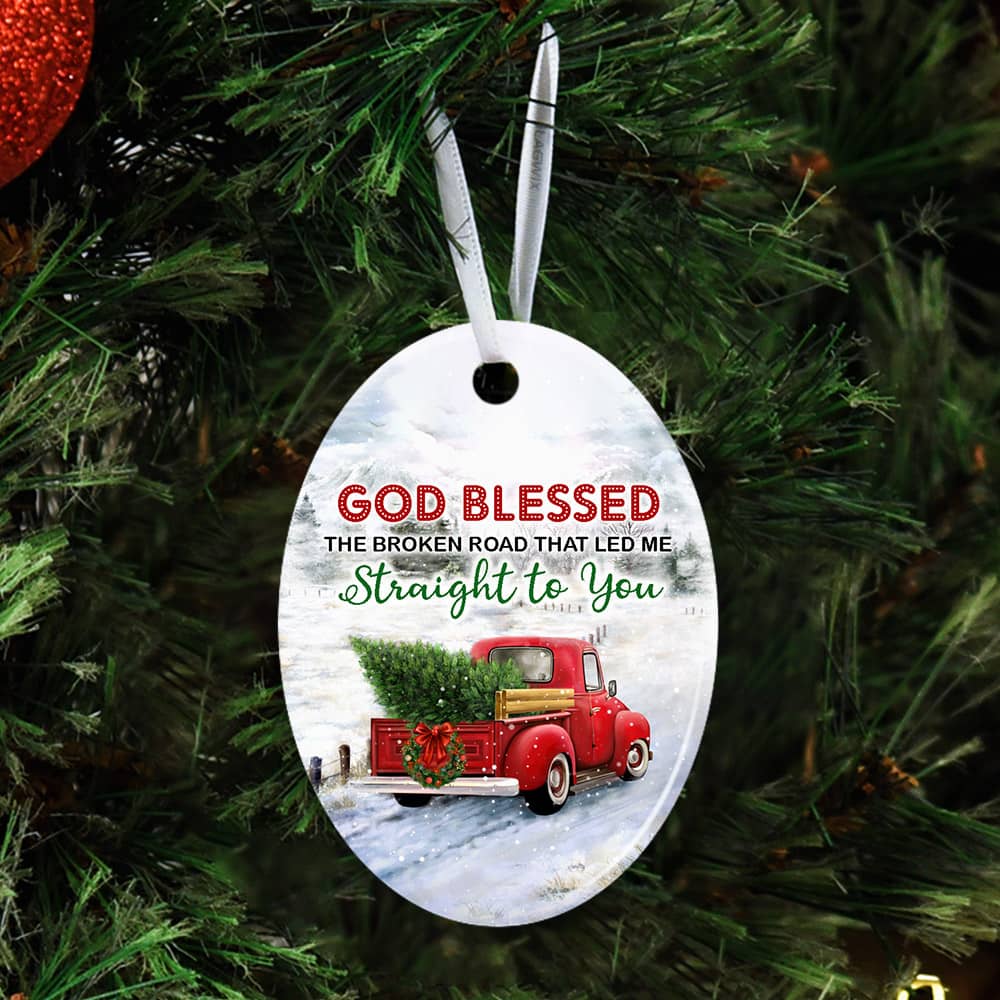 God Blessed The Broken Road That Led Me Straight To You Ceramic Star Ornament Personalized Gifts