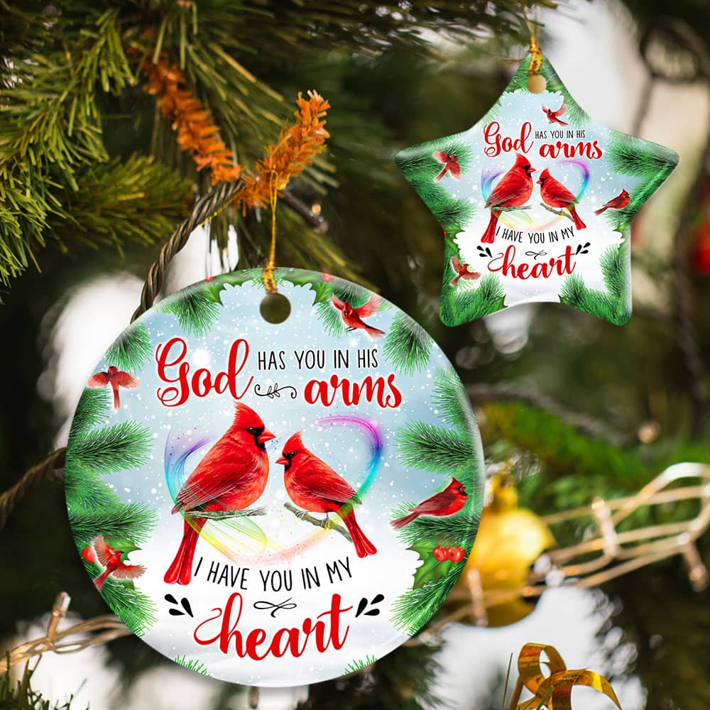 God Has You In His Arms I Have You In My Heart Ceramic Circle Ornament Personalized Gifts