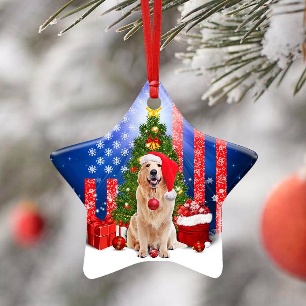 Golden Retriever Christmas Ceramic Heart Ornament Personalized Gifts