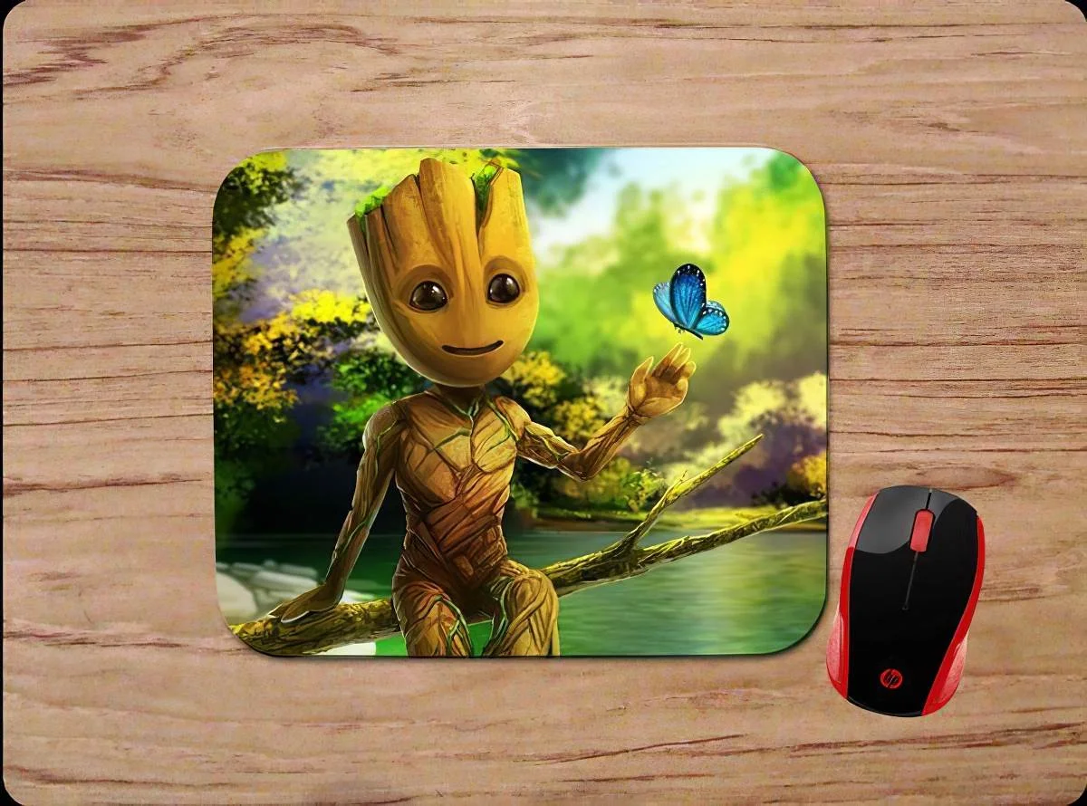 Groot With Butterfly Mouse Pads