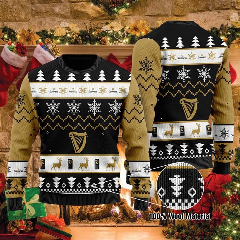 Guinness Beers Christmas 100% Wool Ugly Sweater