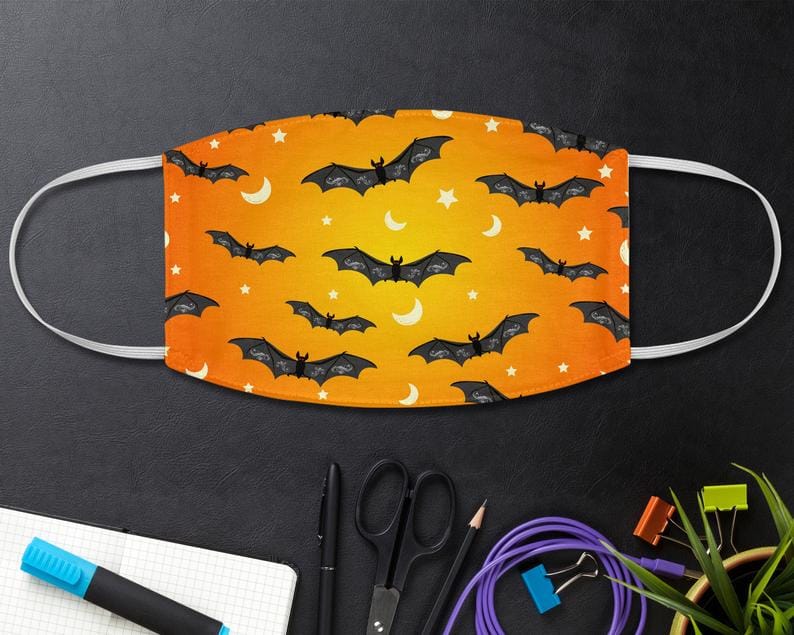 Halloween Black Bats Pattern Spooky Horror Costume Vampire Face Mask