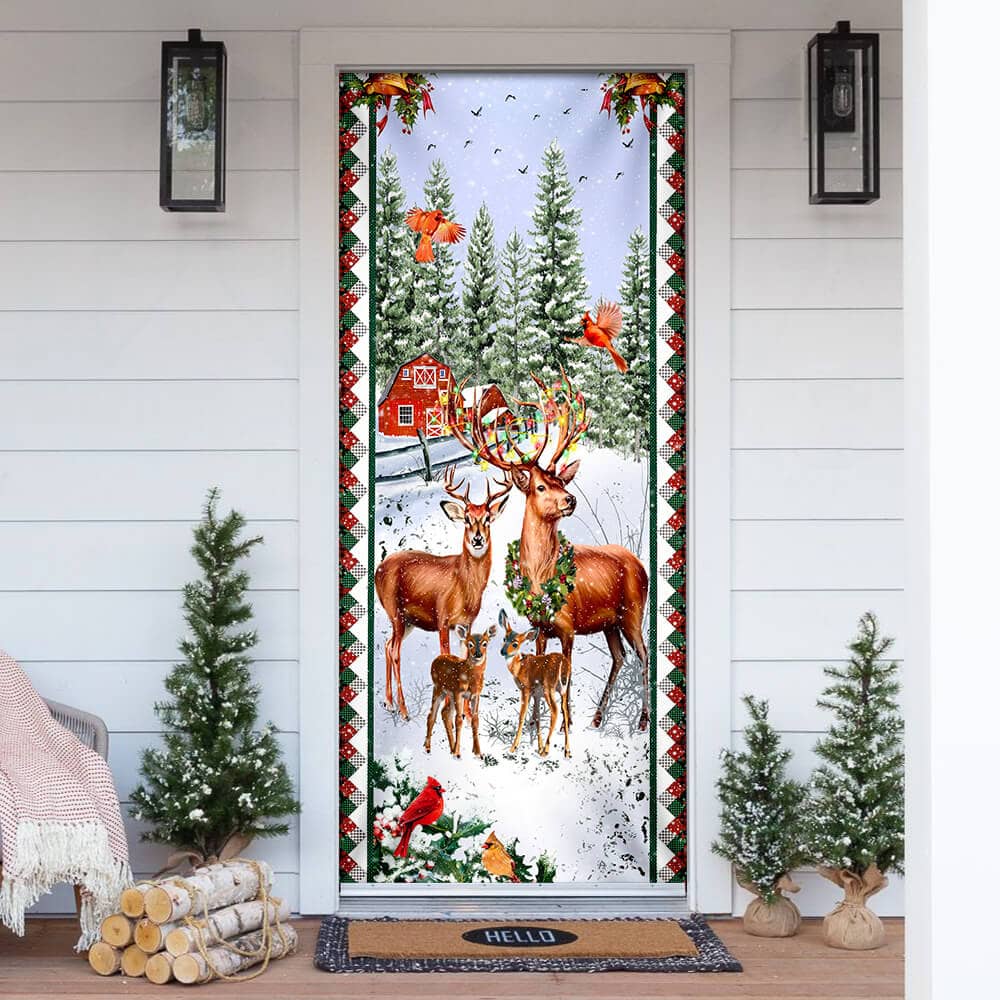 Happy Deer Family Christmas No11 Door Cover