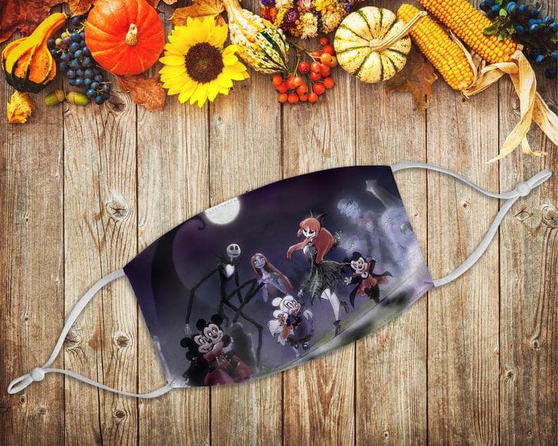 Happy Disney Halloween Mickey & Minnie Mouse Sally And Jack Skellington Judy Nightmare Before Christmas Fans Face Mask