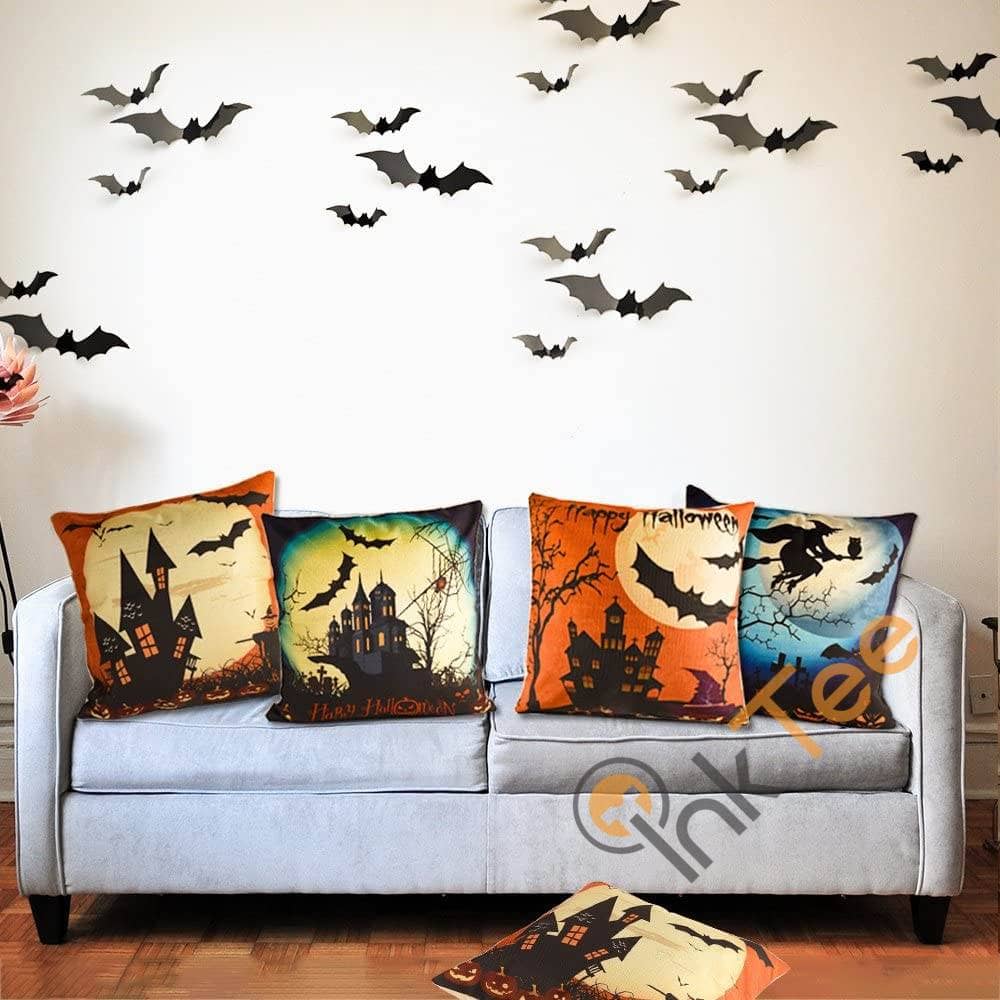 Inktee Store - Happy Halloween Decorative Throw Pillow Cover Cushion Case With Spider/Moon/Bat Personalized Gifts Image