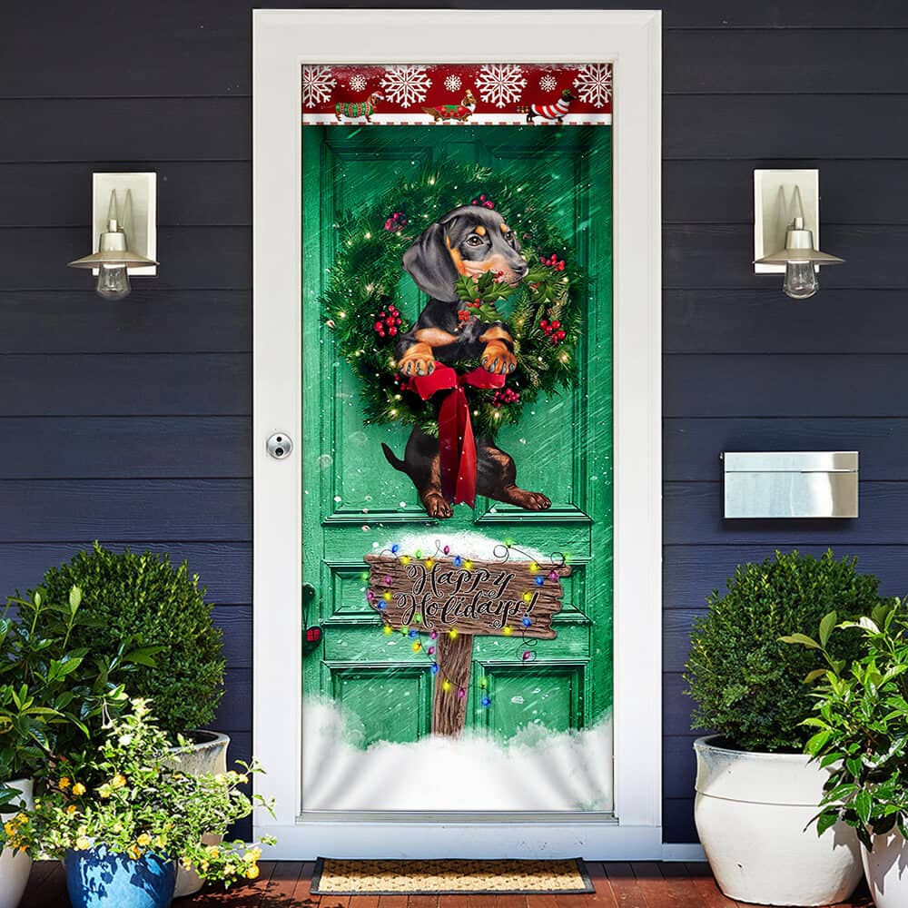 Inktee Store - Happy Holiday Dachshund Door Cover Image