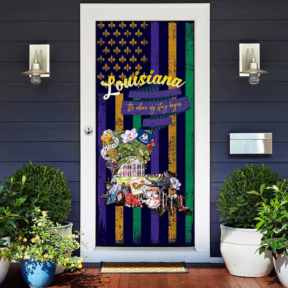 Inktee Store - Happy Louisiana Home Door Cover Image