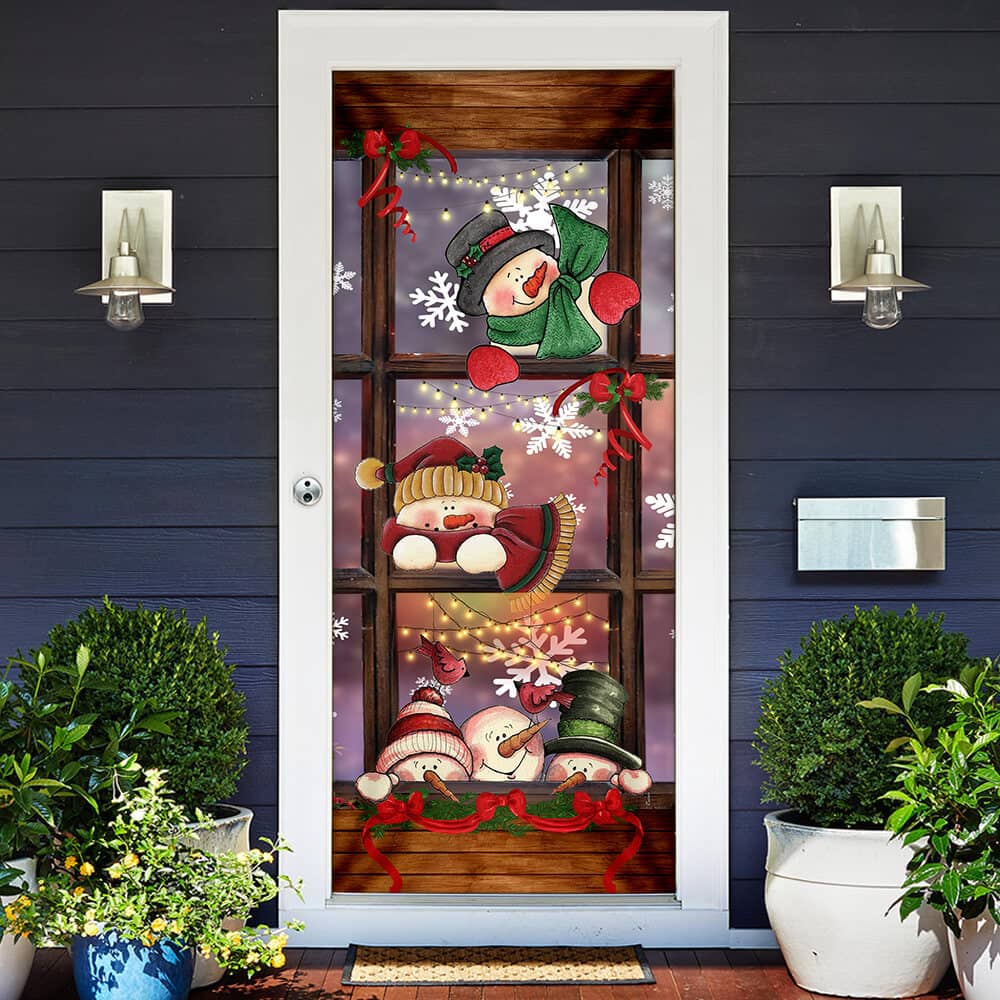 Inktee Store - Happy Three Snowmen Door Cover Image