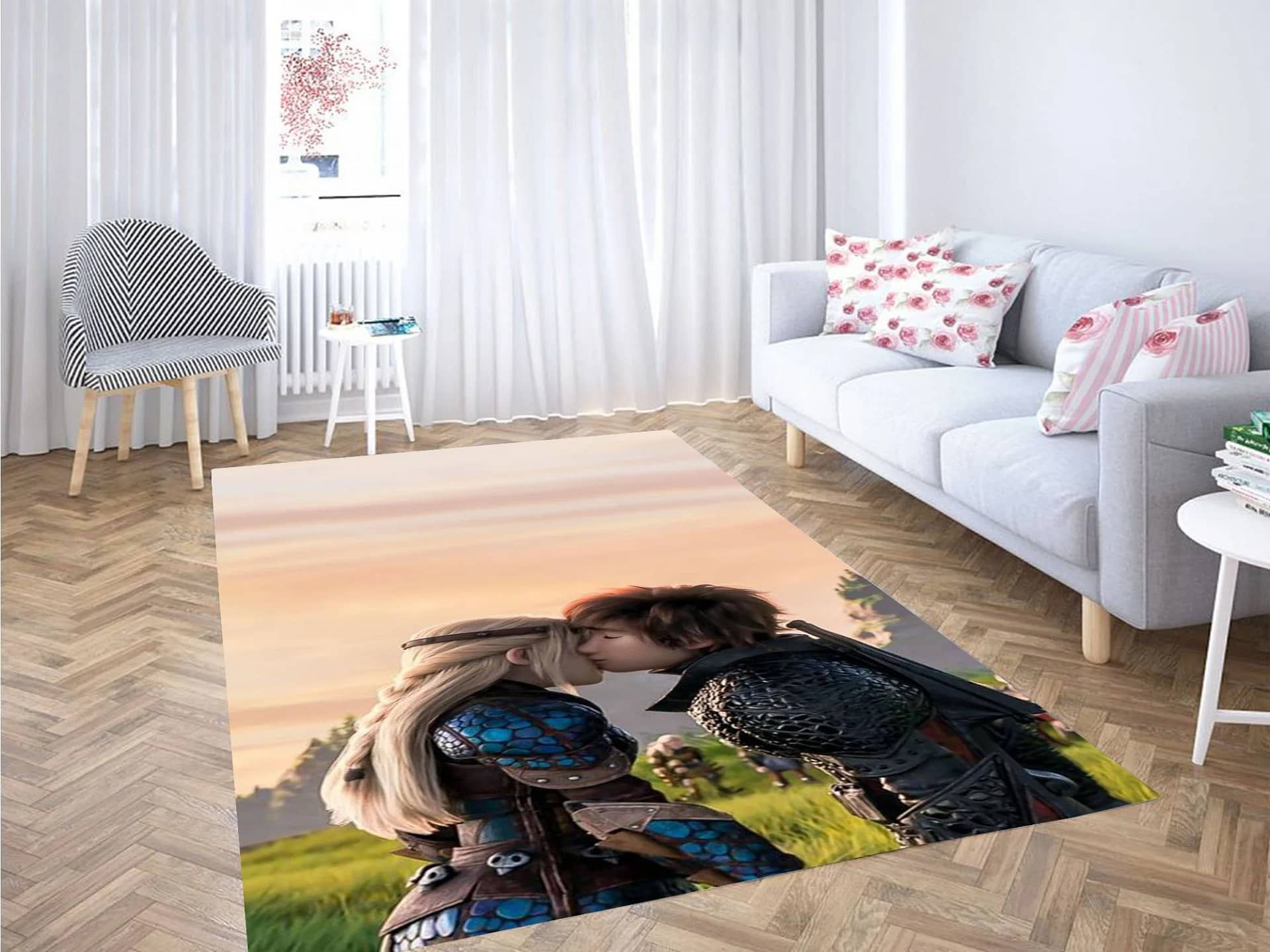 Hiccup And Astrid Wallapper Carpet Rug