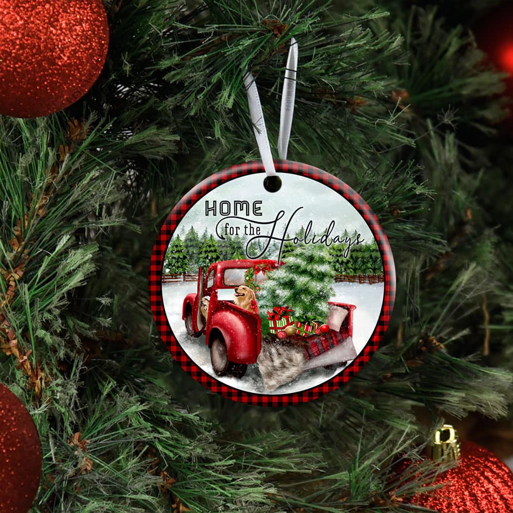 Home For The Holidays Ceramic Circle Ornament Personalized Gifts