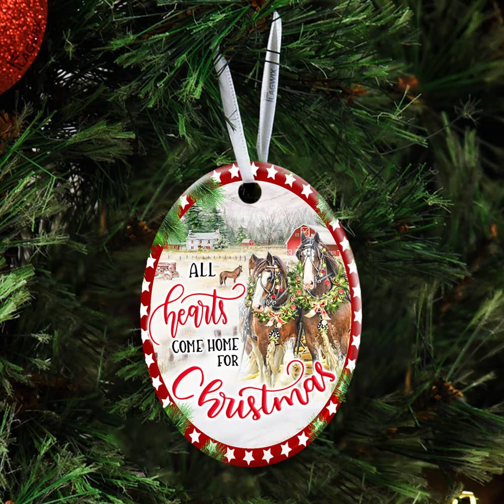 Horse All Hearts Come Home For Christmas Ceramic Star Ornament Personalized Gifts
