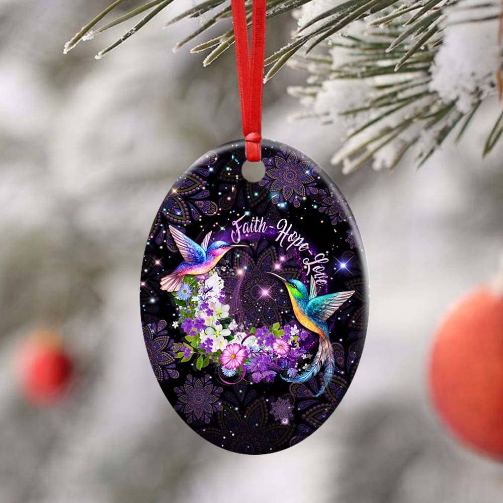 Hummingbird Faith Hope Love Ceramic Star Ornament Personalized Gifts