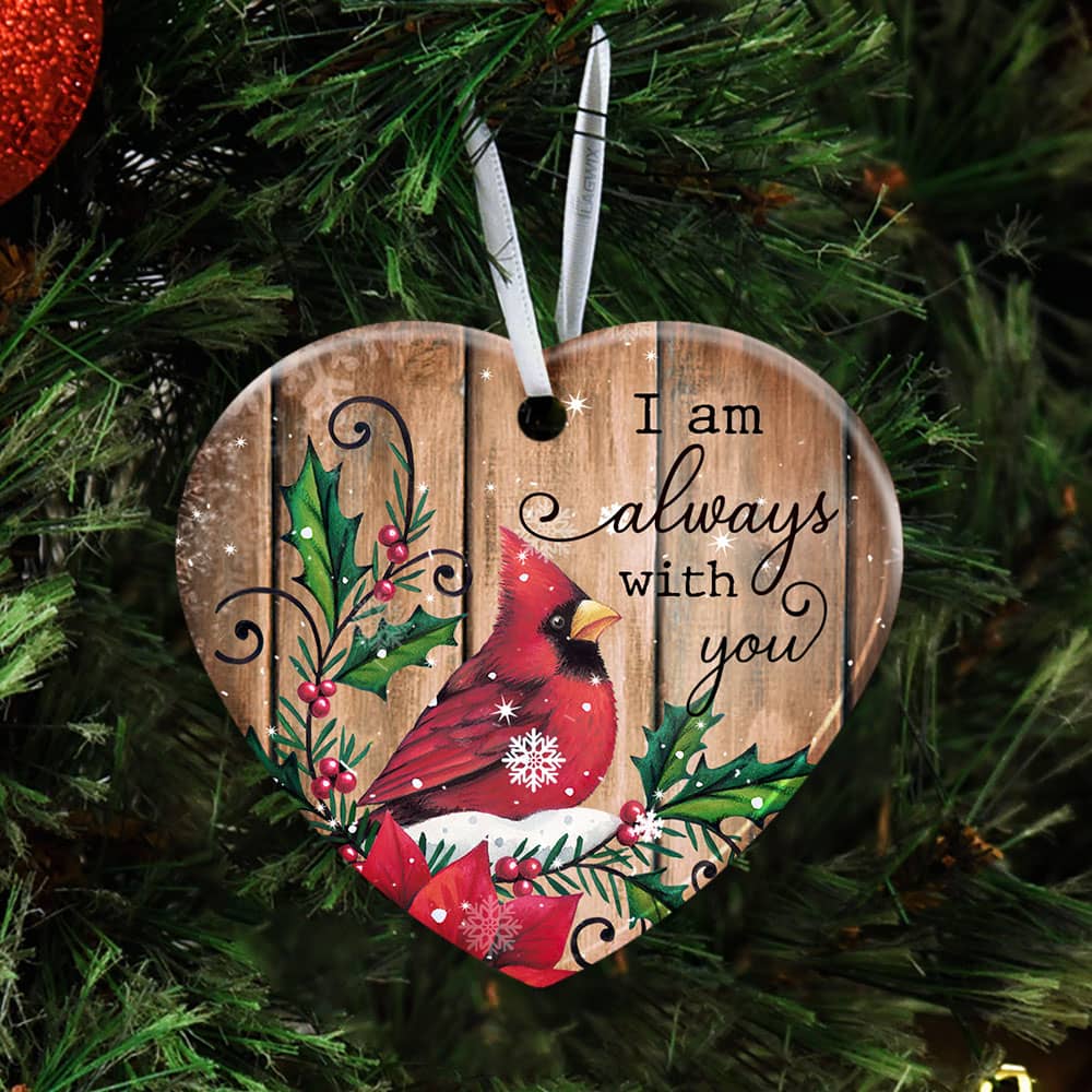 I Am Always With You Cardinal Snow Ceramic Oval Ornament Personalized Gifts