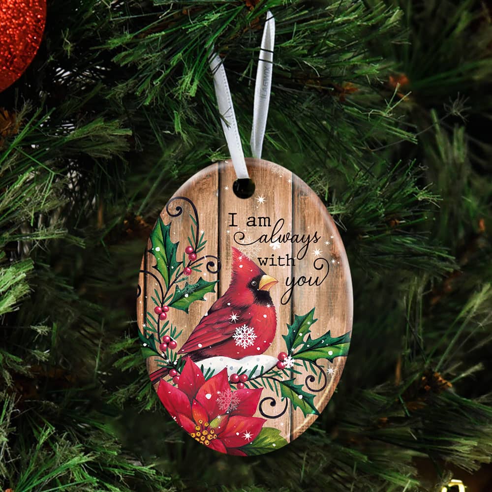 I Am Always With You Cardinal Snow Ceramic Star Ornament Personalized Gifts