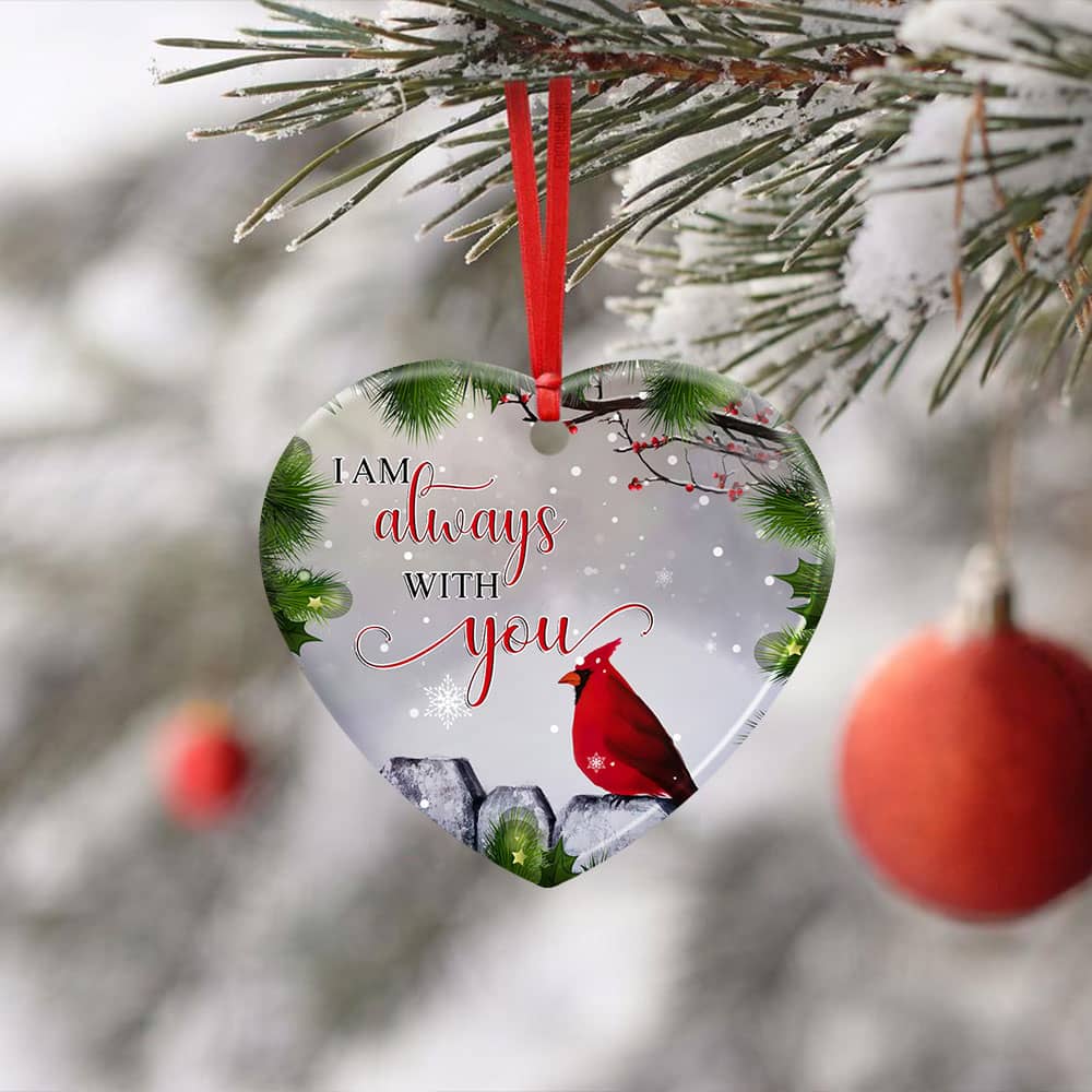 I Am Always With You Christmas Cardinal Ceramic Oval Ornament Personalized Gifts