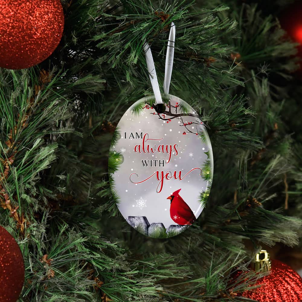 I Am Always With You Christmas Cardinal Ceramic Star Ornament Personalized Gifts