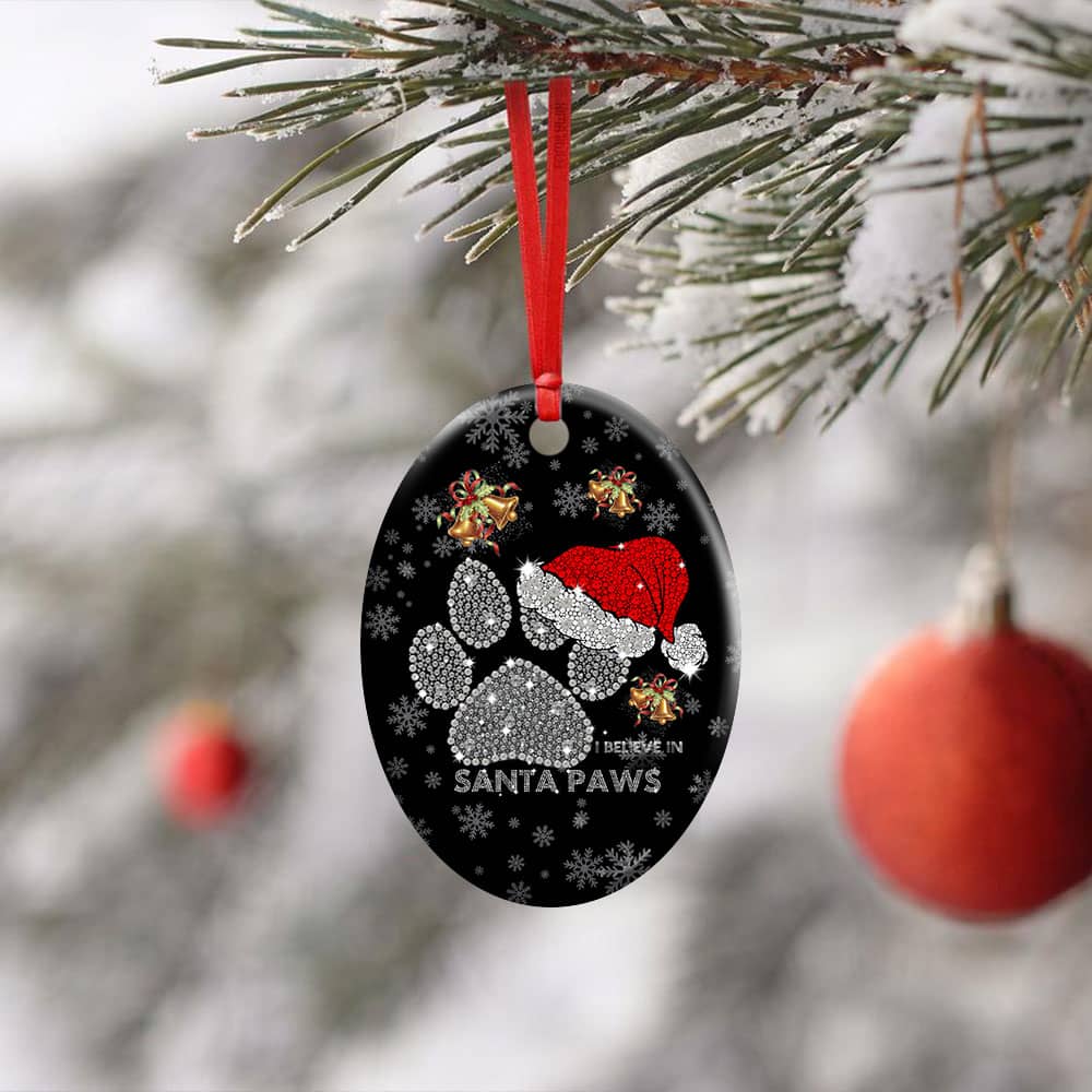 I Believe In Santa Paws Christmas Dog Lovers Ceramic Star Ornament Personalized Gifts