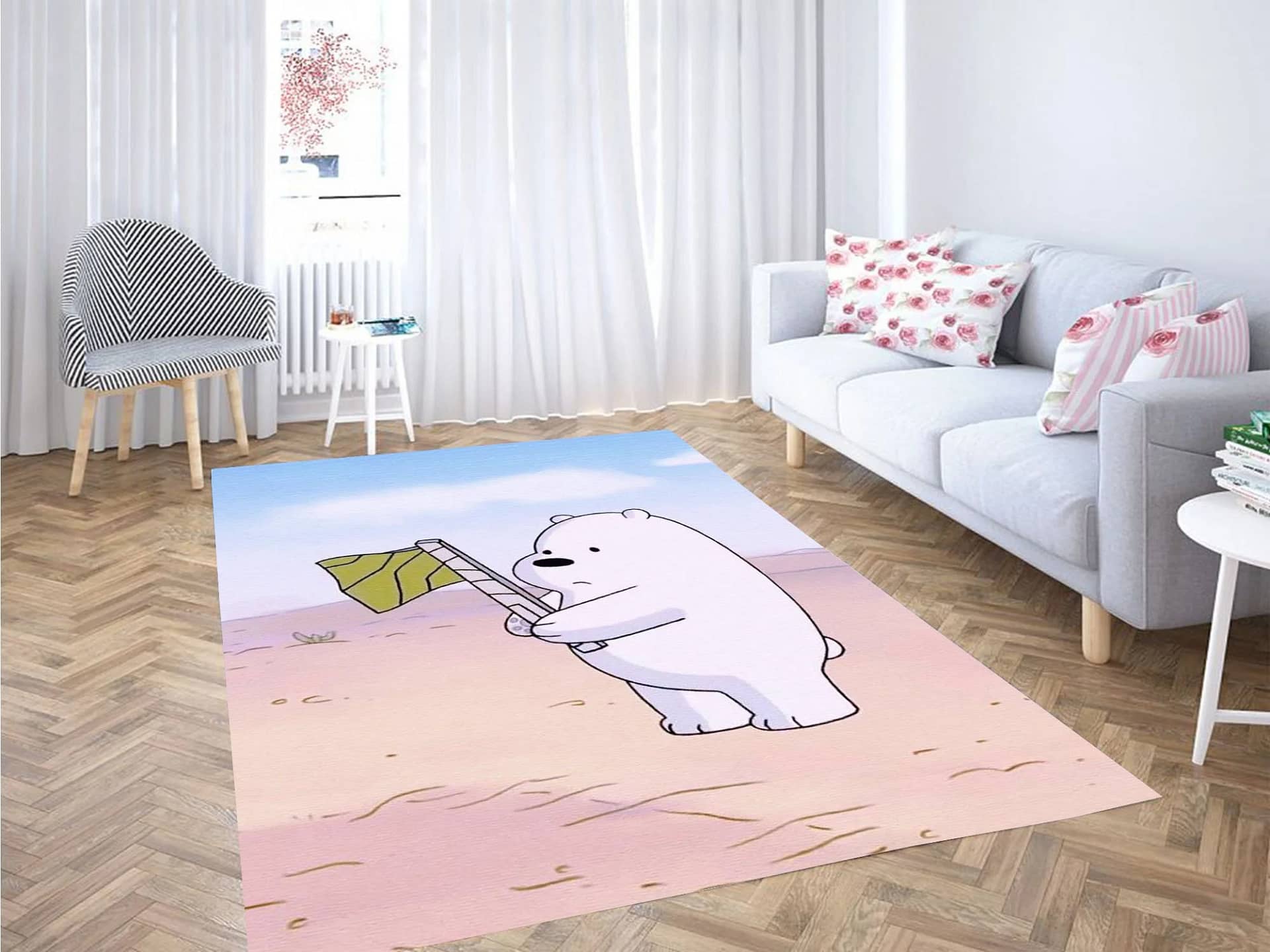 Ice Bear With Yello Flag Carpet Rug
