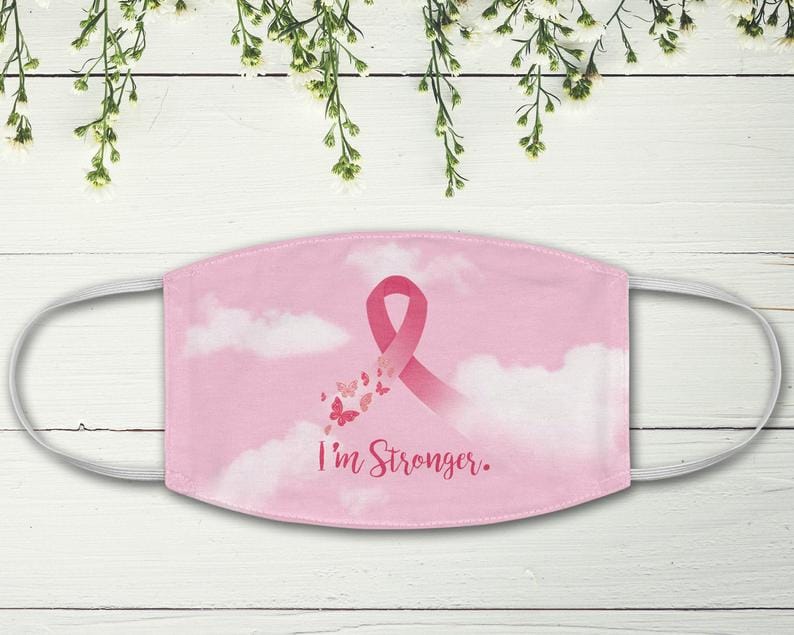 I'm Stronger Pink Ribbon Butterfly Strong Woman Breast Cancer Warrior For Mom Survivor Her Face Mask