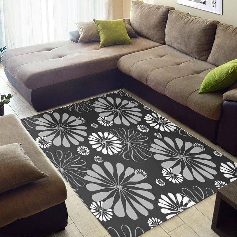 Inspired African American Beautiful Black Art Flowers Pattern Large Living Room Rug