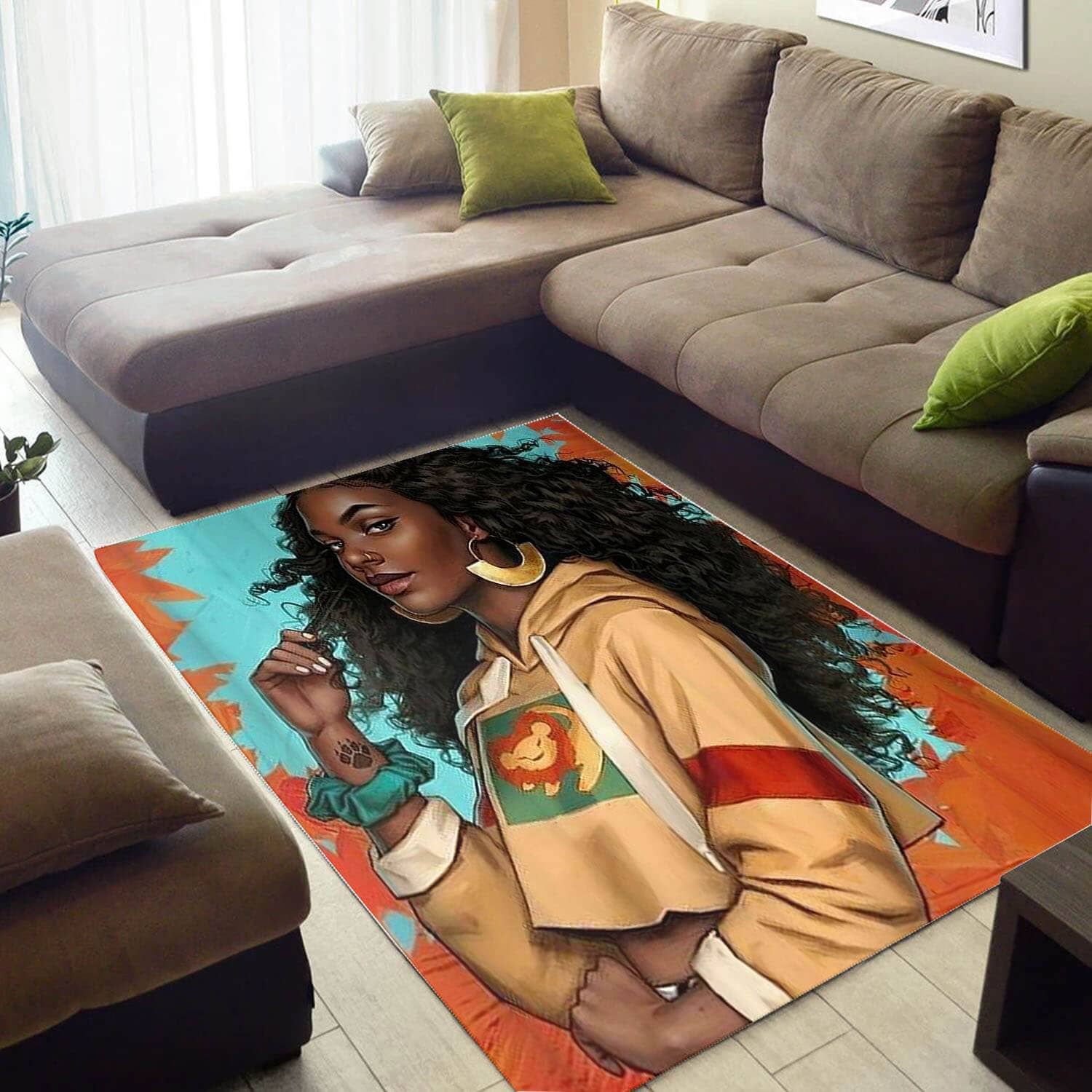 Inspired African American Beautiful Black Art Queen Large Carpet Living Room Rug