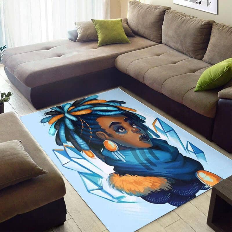 Inspired African American Cute Black Queen Design Floor Carpet Living Room Rug