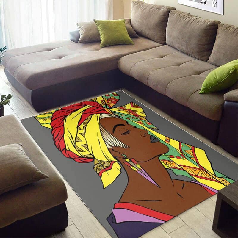 Inspired African American Fancy Black Queen Design Floor Carpet Living Room Rug