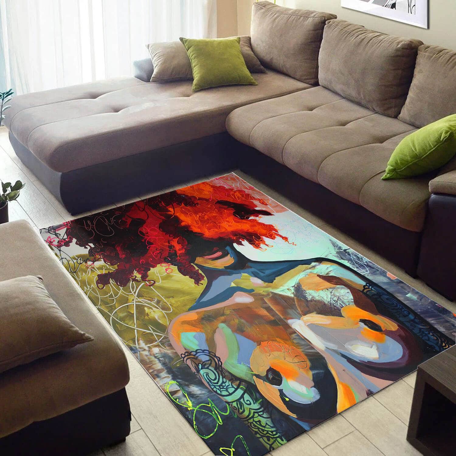 Inspired African American Pretty Afro Girl Carpet Living Room Rug