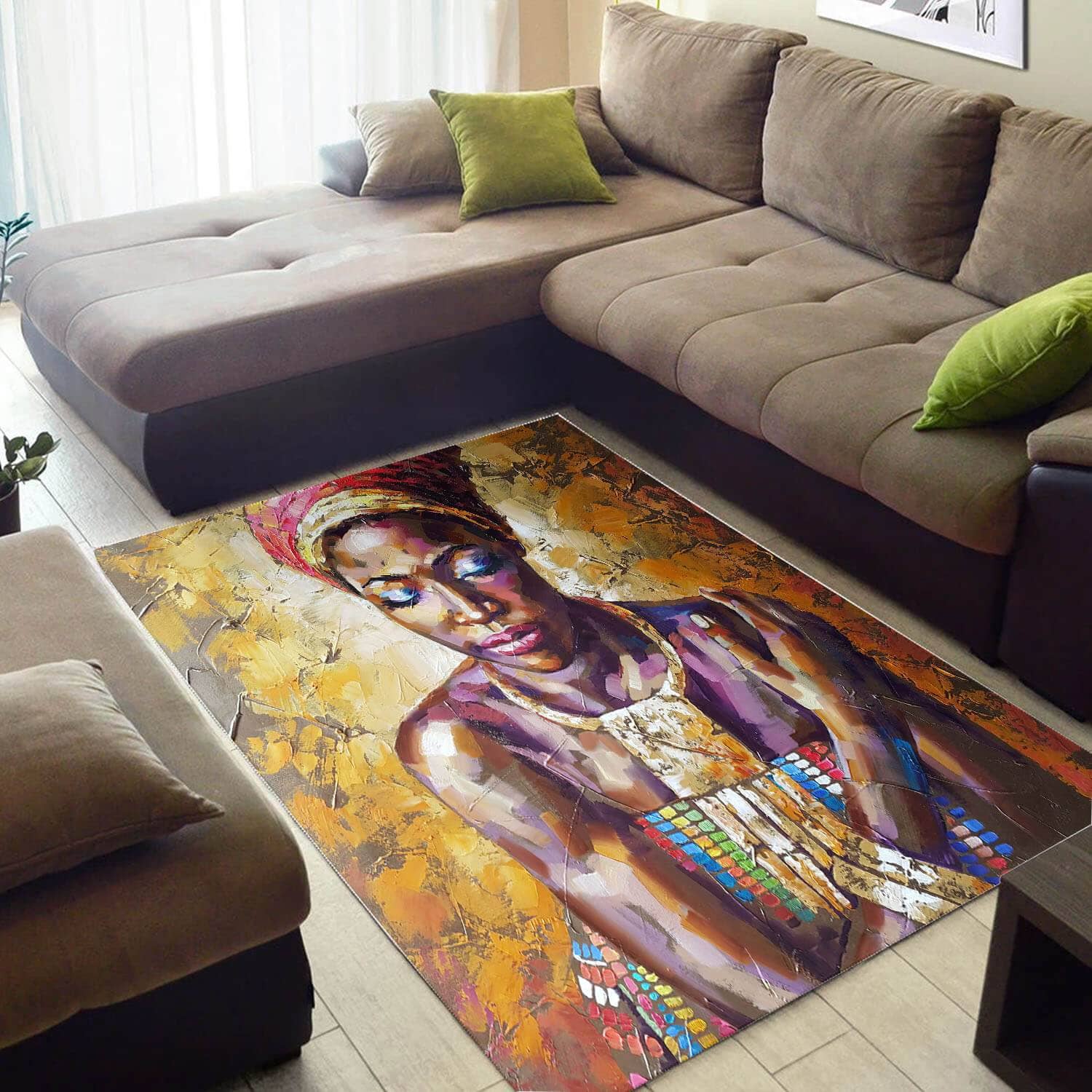 Inspired African Beautiful Afrocentric Afro Lady Large Room Rug