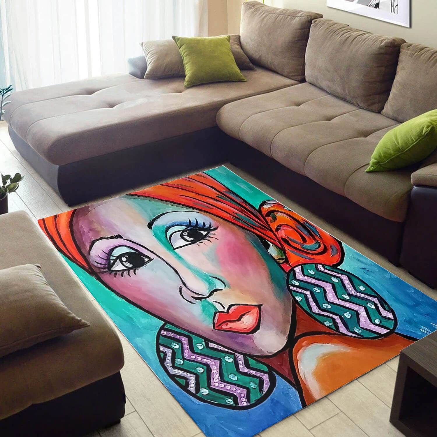 Inspired African Beautiful Print Afro Girl Style Home Rug