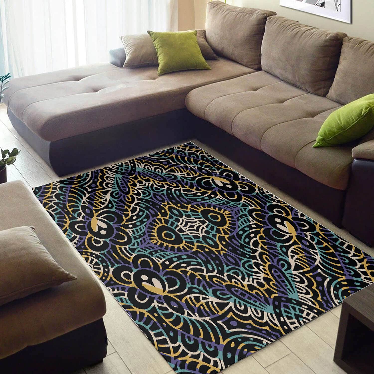 Inspired African Cool American Art Afrocentric Pattern Themed Carpet Style Rug