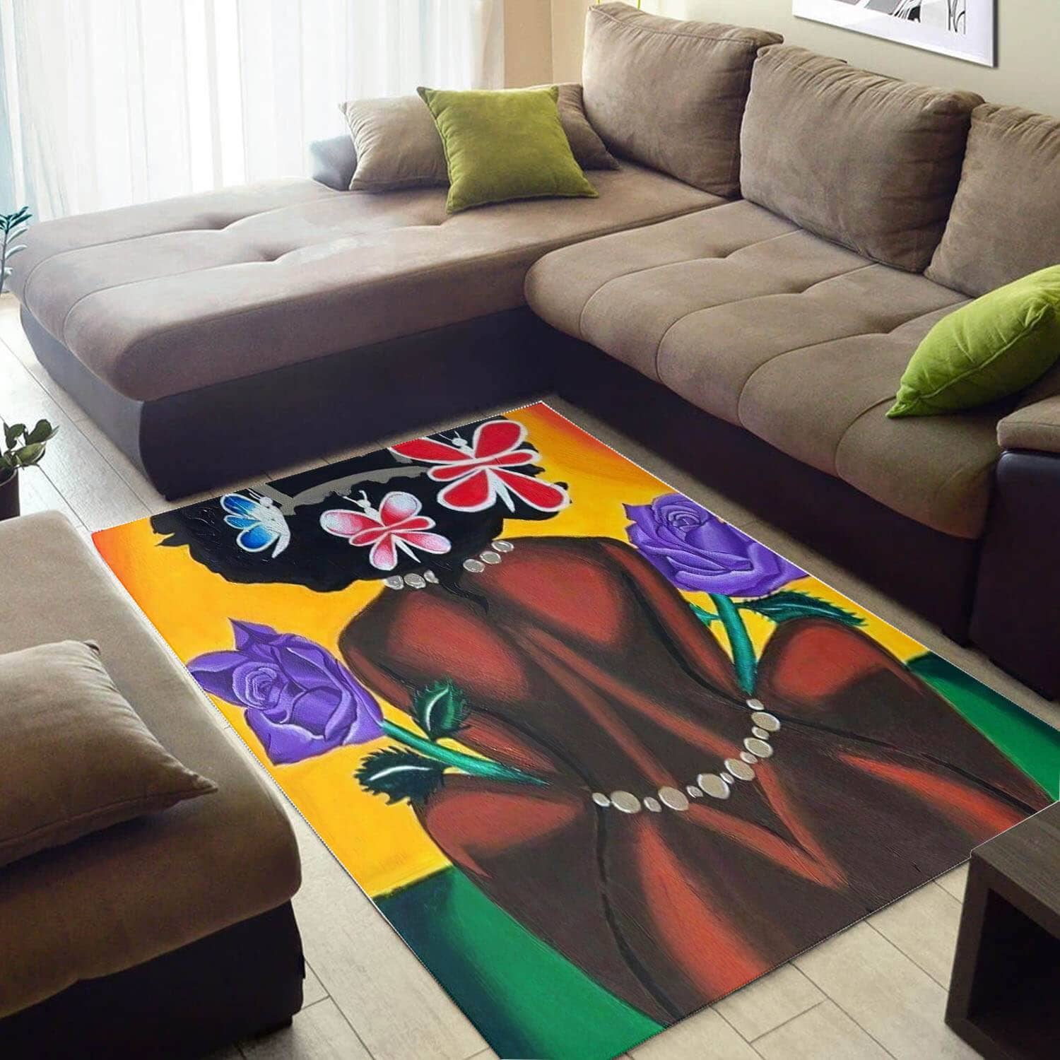 Inspired African Cute American Melanin Afro Woman Themed Carpet Room Rug