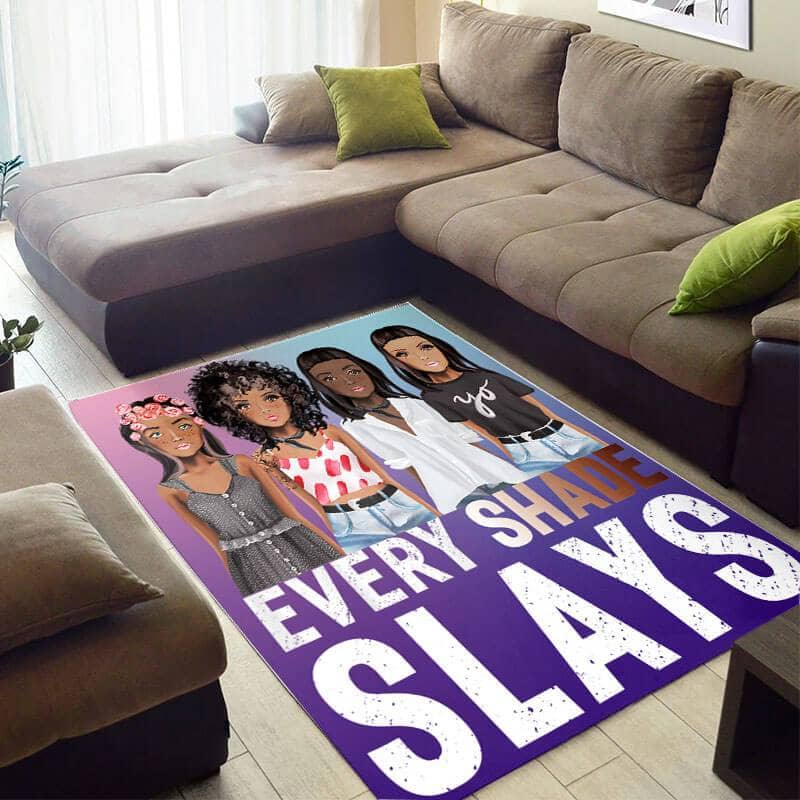 Inspired African Fancy Afro American Woman Every Shade Slays Style Area Themed Home Rug