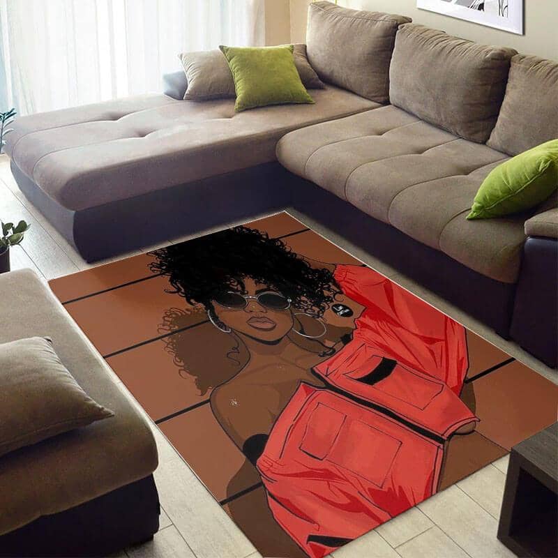 Inspired African Fancy Print Melanin Afro Woman Design Floor House Rug