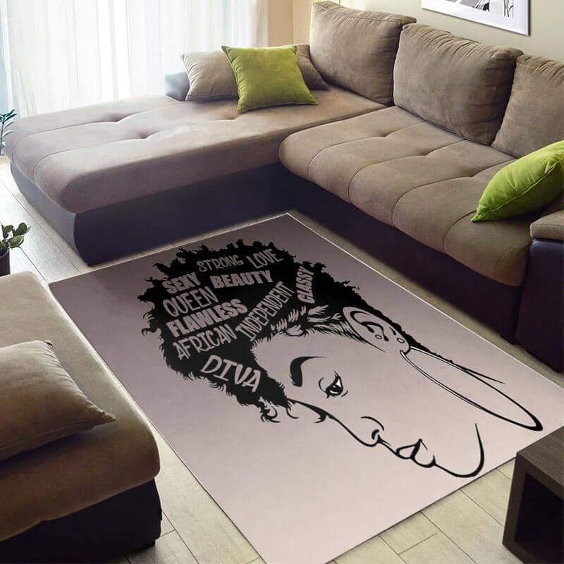 Inspired African Pretty American Black Art Afro Woman Large Themed Home Rug