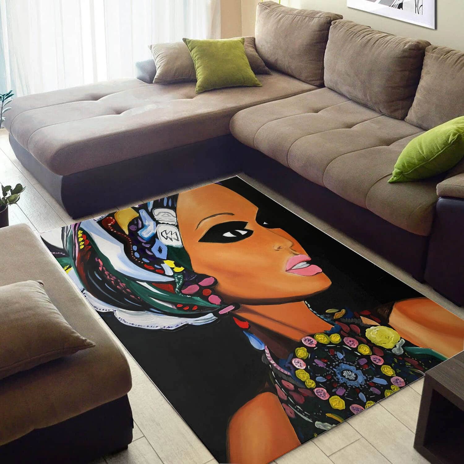 Inspired African Pretty Themed Black Girl Design Floor Carpet Style Rug