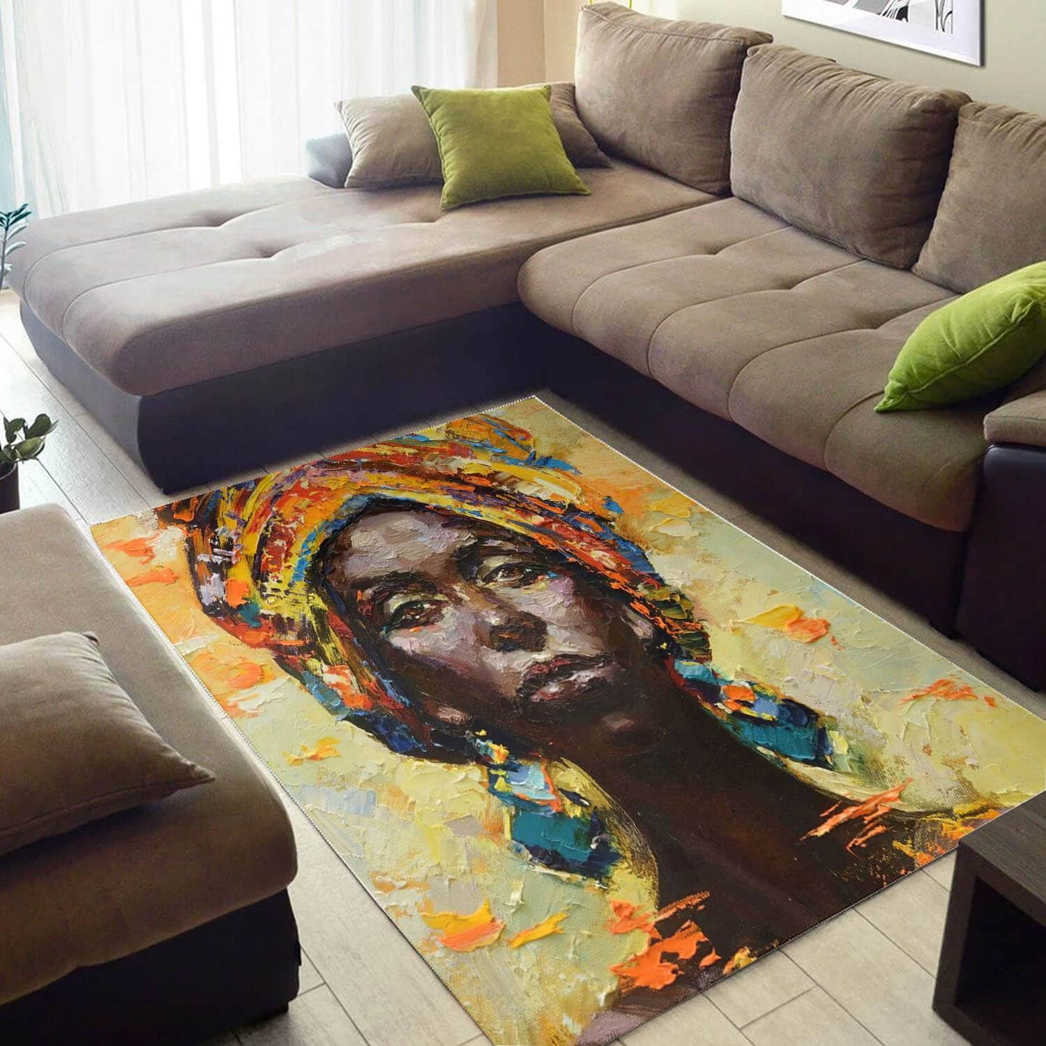 Inspired African Style Cute Melanin Woman Design Floor Carpet Themed Home Rug