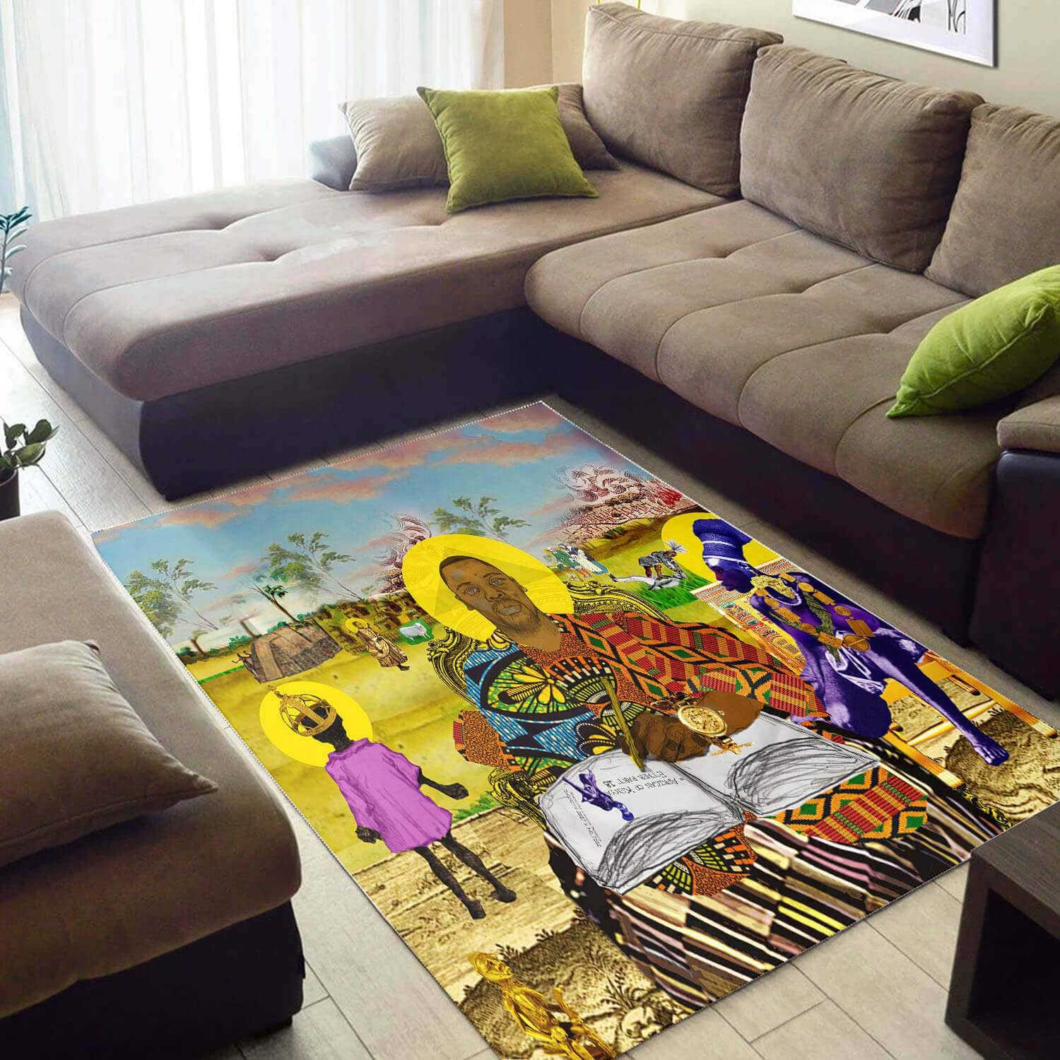 Inspired African Style Fancy Afro Girl Large House Rug