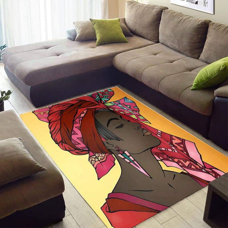Inspired African Style Pretty Afro Woman Large Carpet Room Rug