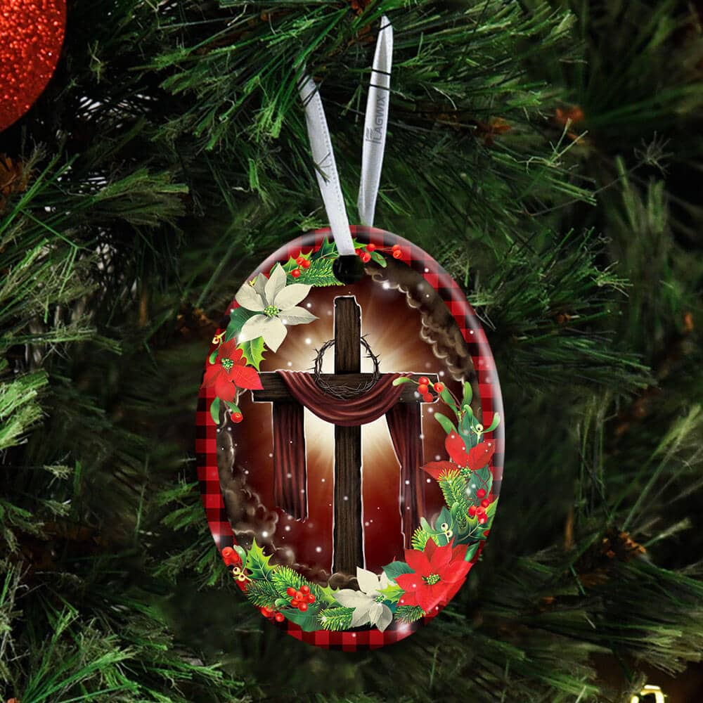 Jesus Christian Cross Christmas Ceramic Star Ornament Personalized Gifts