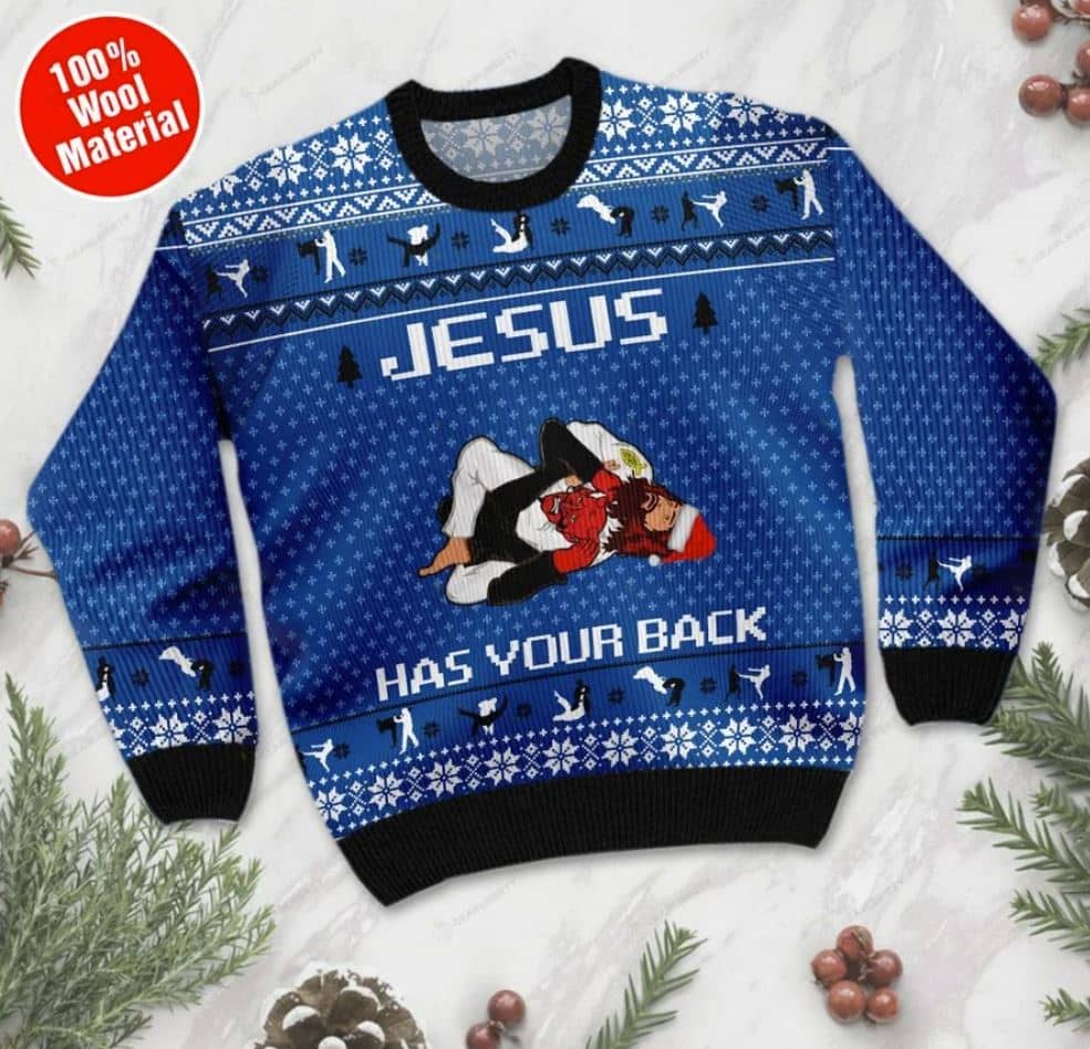 Inktee Store - Jesus Has Your Back Ugly Christmas Sweater Image