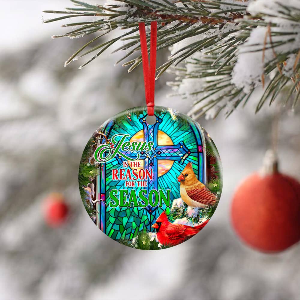Jesus Is The Reason For The Season Ceramic Circle Ornament Personalized Gifts