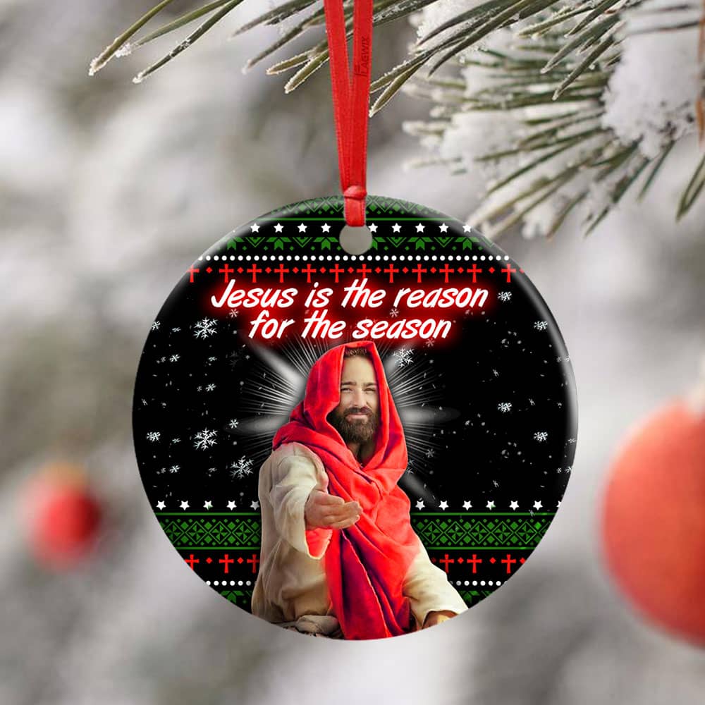 Jesus Is The Reason For The Season No11 Ceramic Circle Ornament Personalized Gifts