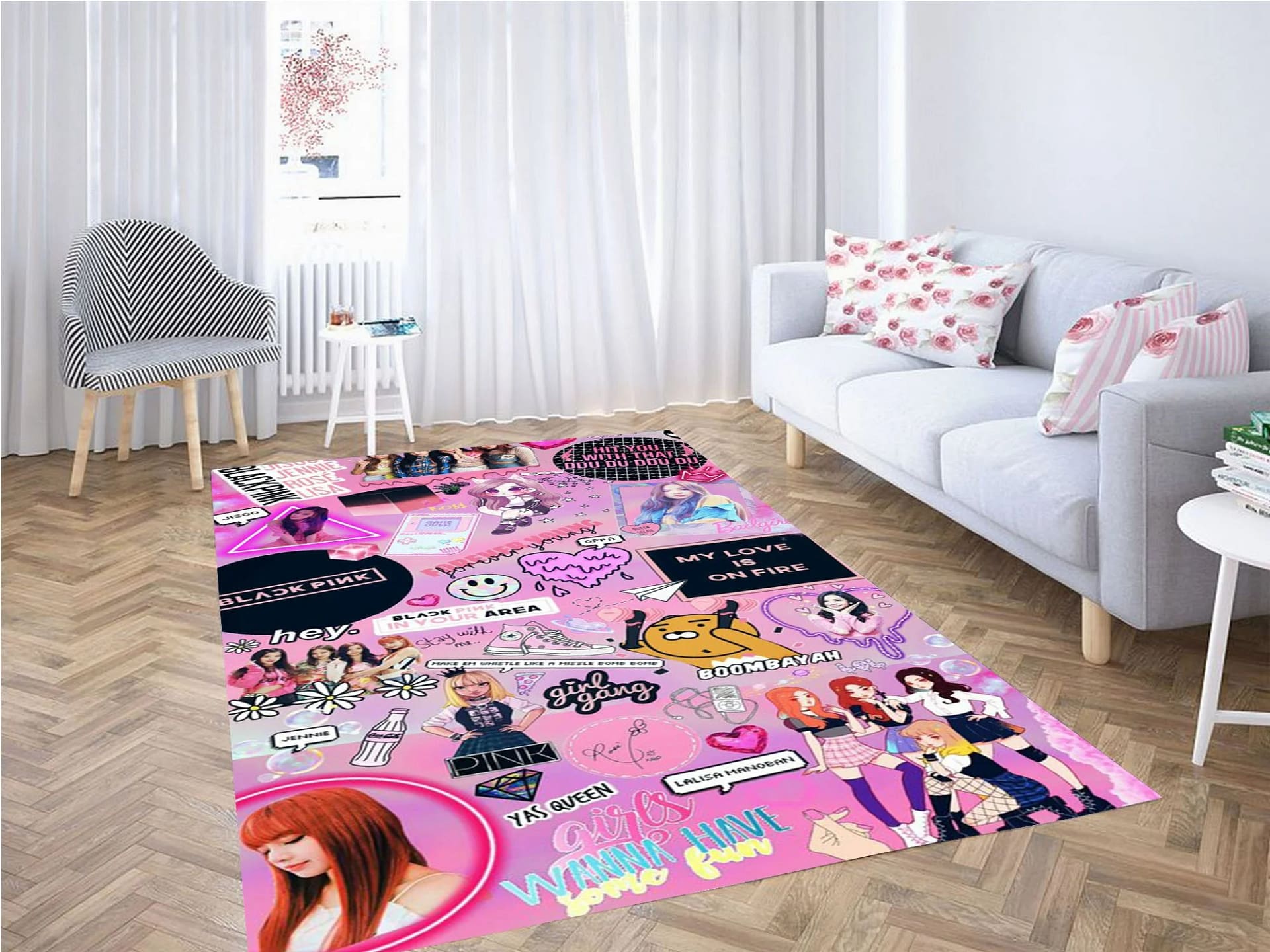 Jisso Black Pink Carpet Rug